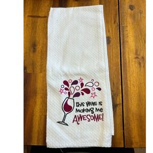 Chris's Stuff Dish Towel Unisex OS White NWOT Wine Humor Waffle Weave